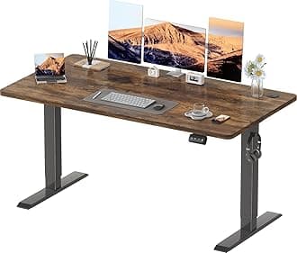 Electric Standing Desk Height Adjustable Desk 140 x 60 cm, Stand Up Table for Kids and Adults, Sit Stand Adjustable Height Tabl for Home Office,Rustic Brown
