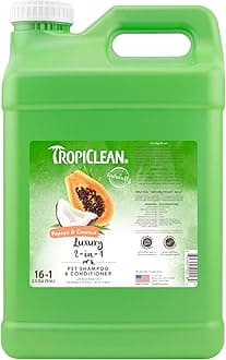 TropiClean 2-in-1 Papaya & Coconut Dog Shampoo and Conditioner | Natural Pet Shampoo Derived from Natural Ingredients | Cat Friendly | Made in the USA | 2.5 gallon