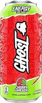 GHOST Energy Drink - Single Can, Cherry Limeade 16oz - Energy & Focus & No Artificial Colors - 200mg Natural Caffeine, L-Carnitine & Taurine - Gluten-Free & Vegan