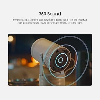 SAMSUNG 30-100 Inch The Freestyle 2nd Gen with Gaming Hub Smart Portable Projector, FHD, HDR, Home Theater Experience with Large Screen, 360 Sound, SP-LFF3CLAXXZA, 2023 Model white