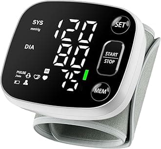 Blood Pressure Monitors for Home Use Rechargeable Wrist Digital BP Machine Cuff with LED Backlit Display, Voice Broadcast, 240 Memory Storage for 2 Users with Carrying Case