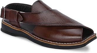 POS PLANET OF SHOESPOS Men's Ethnic Synthetic Leather Peshawari Slip On Sandal | Shoes for Wedding|Party|Occasions|Fashion|Stylish|Outdoor|Lightweight|Shoes with TPR Sole