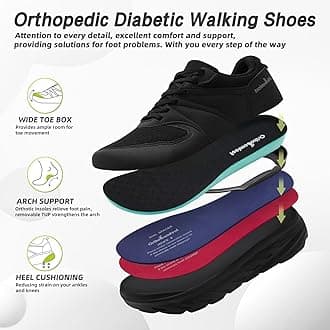 Men's Orthopedic Diabetic Extra Wide Running Shoes: Comfort Hammer Toes Arch Support Neuropathy Heel Spur Walking Shoes, Plantar Fasciitis High Arch Biking Fit Leisure Sneakers Black Size 10