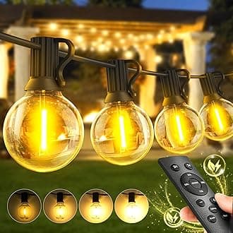 Warlisou Outdoor String Lights 150ft Garden Festoon Light Mains Powered Shatterproof G40 LED Bulbs Waterproof Hanging Patio Lighting for Indoor Outside Gazebo Pergola Backyard Balcony Cafe Party