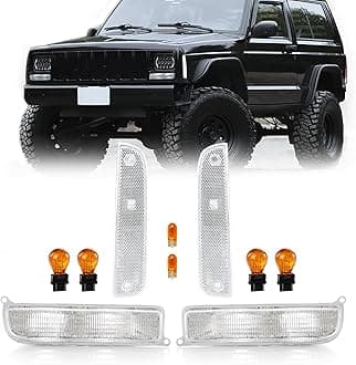 USR UNIQUE STYLE RACING DEPO 97-01 XJ Signal Lights - COMBO Clear Bumper Turn Signal + Corner Side Marker Lamps Set (Left + Right) Compatible with 1997-2001 Cherokee XJ Chassis (Clear 4 Pieces)