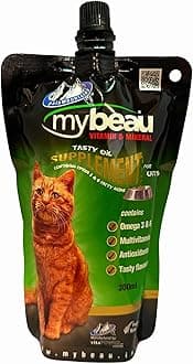Palamountains My Beau for Cats – Omega 3 & 6, Essential Vitamins – Enhances Skin, Coat, Immunity, Digestion & Reduces Fur Balls – High Absorption & Palatable Formula 300ml