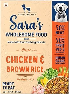 Sara's Wholesome by HUFT Classic Chicken & Brown Rice Dog Food – 300 gm | Wet Gravy Meal for All Breeds & Life Stages | No Artificial Flavours, No Added Colours, Preservative-Free
