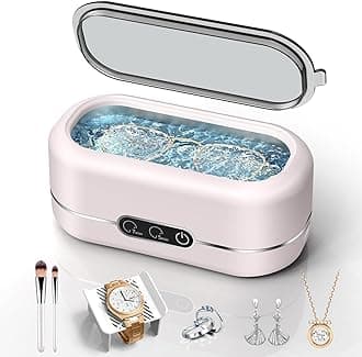 Ultrasonic Jewelry Cleaner, Upgraded 48KHz Ultrasonic Cleaner Machine with 304 Stainless Steel for Jewelry, Eyeglasses, Rings, Dentures, Watch Strap（Light Pink）