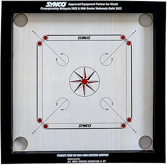 Synco Chakri Carrom Board 20 inch for Kids | 4mm Surface Thickness | Includes Coins, Strikers and Boric Powder