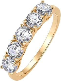 PAVOI 14K Gold Plated Premium Cubic Zirconia Engagement Ring for Women | Promise Eternity Ring Jewelry