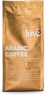 Arabic Ground Coffee 200g with Cardamom & Saffron – Light Roast 100% Arabica – Fresh Roasted UK – Premium Spiced Blend with Aromatic Middle Eastern Flavour
