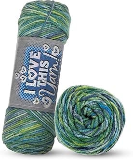 I Love This Yarn 4 - Medium Yarn for Crocheting & Knitting – Soft Yarn Skein – 252 Yards of Acrylic Yarn for Crocheting Blankets, Hats, & More – Craft Supplies for Handcrafting Accessories, Blue Green