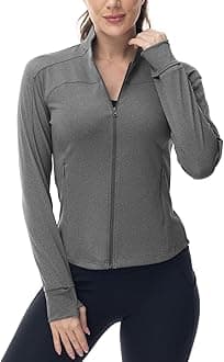 Gopune Women's Workout Athletic Jacket Lightweight Zip Up Yoga Slim Fit Tops with Pockets