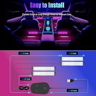 Honalia Smart LED Interior Light for Car with App Control Music Sync Color Changing RGB Light Bar for Inside Car Decoration Multicolor Neon Hard Light Bar with USB Port for Women Men Friends DC 5V