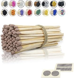 4" Inch Long Wooden Refill Matchsticks with Strike Stickers - Safety Matches Wholesale Bulk Loose by Chandler Studio (100 Pieces, Brown)
