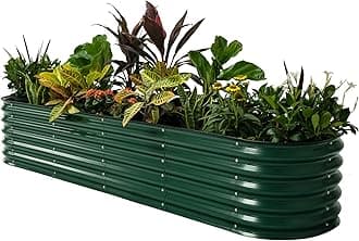 Vego Garden Grown Garden Bed Kit 17" Tall 9-in-1 8' x 2' Metal Raised Planter Bed for Vegetable Flower Ground Planter Box British Green