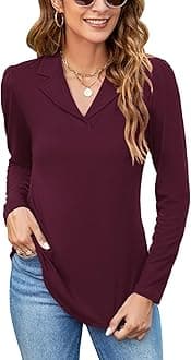 Rapbin Women's Polo Shirts Lapel Collar V Neck Short Sleeve Blouse Dressy Casual Tunic Tops