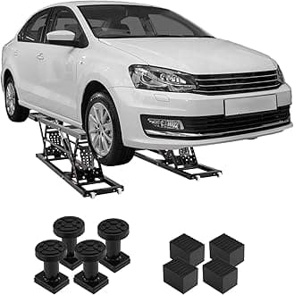 Portable Car Lift - 5,000 LBS Capacity, Extended-Length Plates, 25.6" Max. Height, Heavy-Duty Carbon Steel Truck Lift with 120V Power Unit