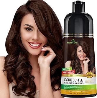 Herbishh Hair Color Shampoo for Gray – Hair Dye Color in Minutes–Long Lasting–500 Ml–3-In-1 Color–Ammonia-Free (Dark Coffee)