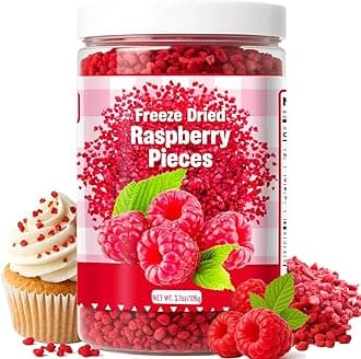 Premium Freeze Dried Raspberries Pieces - 3.7Oz/105g Pure Dried Raspberries, Made From Whole Fresh Raspberries, No Sugar Added, Red Raspberries Pieces for Fruit Snacks, Baking