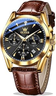 Men's Leather Analog Quartz Watch - Luxury Chronograph Wristwatch with Date, Waterproof, Luminous - Dress Style