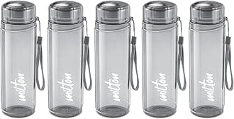 MILTON Hector 1000 Pet Water Bottle, Set of 5, 1 Litre Each, Grey, Reusable Plastic Fridge Bottle, BPA Free and Leak Proof Bottles for Travel, Work