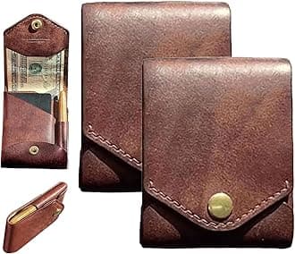 Multifunctional Compact Wallet, Handmade Leather Wallet for Men, Small Slim Thin Compact Credit Card Fully Functional Wallet (2pcs wallets + 2pcs pen)