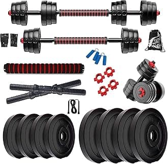 Bodyfit 3 in 1 Convertible-Expandable Dumbbells Set (8kg to 60kg) Weight Plates and Fitness Kit for Men n Women Full Body Workout, Adjustable Dumble Exercise Set. (8kg Weight Plates(2kgx4))
