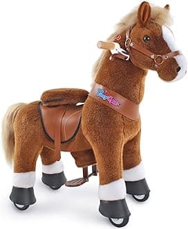 Ride on Horse Pony Ride on Toys for Boys No Battery Required Classic Model U (with Brake/ 30" Height/Size 3 Rocking Horse for Age 3-4) Riding Horse Wheels Mechanical Walking Animal Ux324