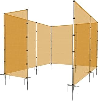 Patio Outdoor Fence Kit for Deck Backyard Yard Patio Temporary Removable Dog Fence Barrier Mesh Garden Chicken Freestanding Fencing with Stainless Poles Spikes 6'x90' Orange