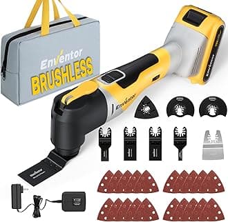 ENVENTOR 20V Cordless Oscillating Multitool, Brushless Oscillating Saw with 28 pcs Accessories, Fast Charger Oscillating Tool for Trimming, Sanding, Cutting, 6 Variable Speeds, 4° Oscillation Angle