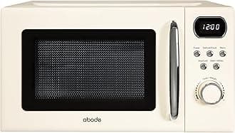 Abode Retro Microwave 20 Litre Cream Digital 800W, Mirror Finish, 8 Auto Cook Settings & Defrost, 5 Power Levels AMD2004C (Cream)