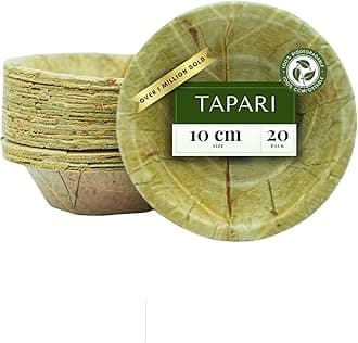 TAPARI Sturdy Eco-Friendly Disposable Leaf Bowls - 100% Compostable and Biodegradable - Pack of 20 Ø 4 inch / 10cm - 3 Fl Oz - Bowls for Parties - Ethically Produced
