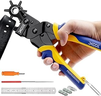 Revolving Punch Plier Kit, XOOL Professional Leather Hole Punch Set,Leather Hole Punch Set for Belts, Watch Bands, Straps, Dog Collars, Saddles, DIY Home or Craft Projects, Heavy Duty Rotary Puncher