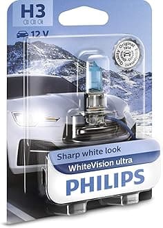 Philips WhiteVision ultra H3 car headlight bulb, White, Single blister