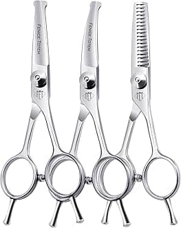 Dog Grooming Scissors: 3 in 1 Pet Shears Set Made of Advanced JP440C Stainless Steel Alloy for Trimming Dogs Cats and Other Pets Face and Paws