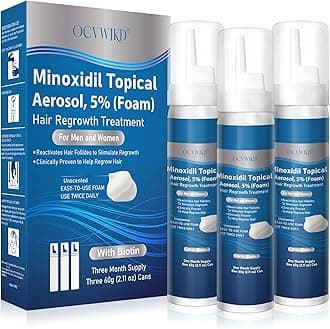 5% minoxidil foam for men, topical minoxidil foam, Biotin-Infused, Hair Growth Treatment, Unscented, Foam, 3-4 Month Supply, Supports Thicker and Fuller Hair & Beard