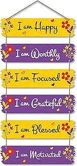 Artvibes Motivational Quotes Decorative Wall Hanging for Living Room | Bedroom | Office | Gift | Decoration Items for Home | Abstract Painting Wood Decor (WH_7403N),Set of 6 (Multi 3)