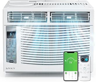 ROVSUN Smart 6000 BTU Window Air Conditioner with WiFi, Energy Saving Window AC Unit with Remote & App Control & Timer Function & Easy Install Kit, for Rooms up to 250 Square Feet, 115V/60Hz, White
