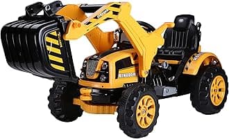 Aosom 6V Electric Kids Ride On Toy Digger Construction Excavator Tractor Vehicle Digger Toy Moving Forward Backward