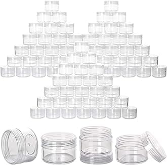 100 Count Refillable Sample Containers with Lids Cosmetic Jars 15 Gram Empty Cream Jars Leak Proof Makeup Containers for Traveling - Clear