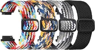 4 Pack Braided Stretchy Adjustable Straps 16mm 18mm Quick Release for Women Men,Sport Elastic Nylon Cloth Wristbands Band Width 16mm 18mm