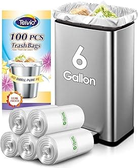 6 Gallon 100 Counts Clear Trash Bags Garbage Bags, Mini Waste Basket Liners,Bathroom Trash Can Bin Liners, Small Plastic Bags for Home Office Kitchen Car Bedroom Dog waste Baby Diaper