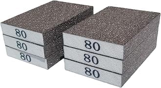 Tonmp 6 PCS 80 Grit Hand Sanding Blocks Set - Medium Sander Sponge, Wet and Dry Dual-use Sanding Sponges, Washable and Reusable, Ideal for Wood Metal Wall Polish