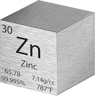 Shimeyao Tungsten Cube Metal Density Cubes Pure Metal High Density Element Cube for Element Collections Lab Experiment Material Hobbies Heavy Small Objects Experience (Zinc, 1 Inch)