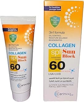 Collagen Sunscreen Cream for Face SPF 60, Sun Block UVA+UVB Pro Active Sunscreen for Face, 3n1 formula Oil control, Moisture Balance and Regenerated 50 ml