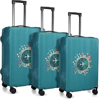 3 Pieces Travel Luggage Cover Suitcase Protector Anti Scratch Suitcase Washable Baggage Covers(Travel Theme,S/Medium/L)