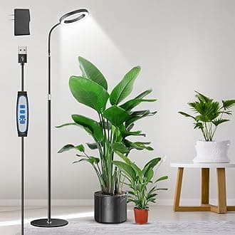 Grow Lights for Indoor Plants, Full Spectrum Floor Standing Plant Lights with 68" Stand for Growing Large Tall Plants, Black Halo LED Plant Grow Light with 6/12/16H Timer