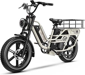 Dual Battery Electric Bike for Adults, Cargo Ebike with 48V 60AH Removable Battery Up to 160 Miles, 1450W Peak Motor 34MPH Electric Bicycle, 20" x 4" Fat Tire 7 Speed Hydraulic Disc Brakes E Bike