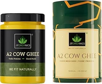 Le Organics A2 Cow Ghee 500 Ml | Curd - Churned L 5 Step Vedic Process L Churning By Bilona | Malai Madu Cow - Pure Indian Breed | Free Grazing Cows | Gmo Free | | Lab Certified L Glass Bottle
